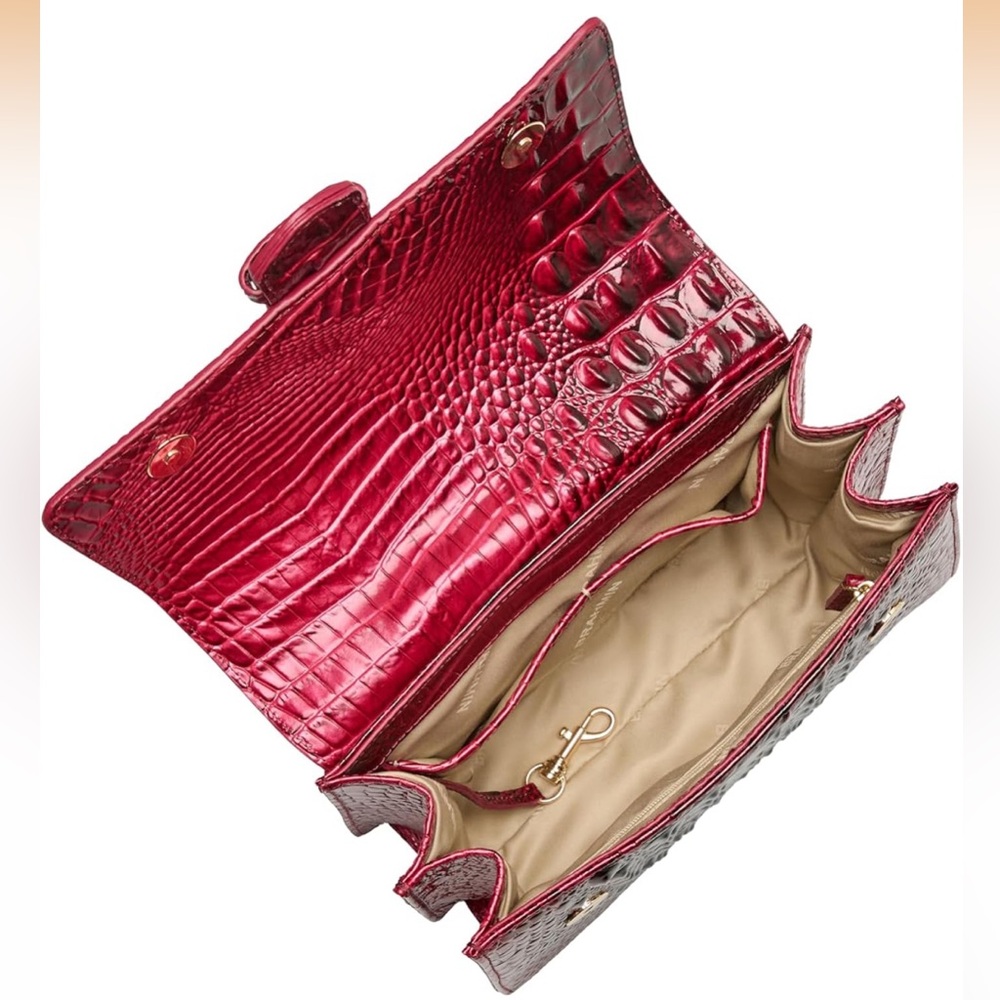 NWT-Brahmin-Small Hallie-Merlot Ombre Melbourne-Leather-Dust Bag-$325 - Picture 16 of 16